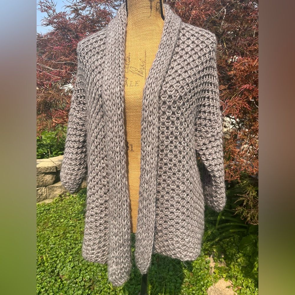 Elsamanda Oversized Italian Wool Alpaca Knit Cardigan Sweater Brown Size Small - Picture 11 of 11